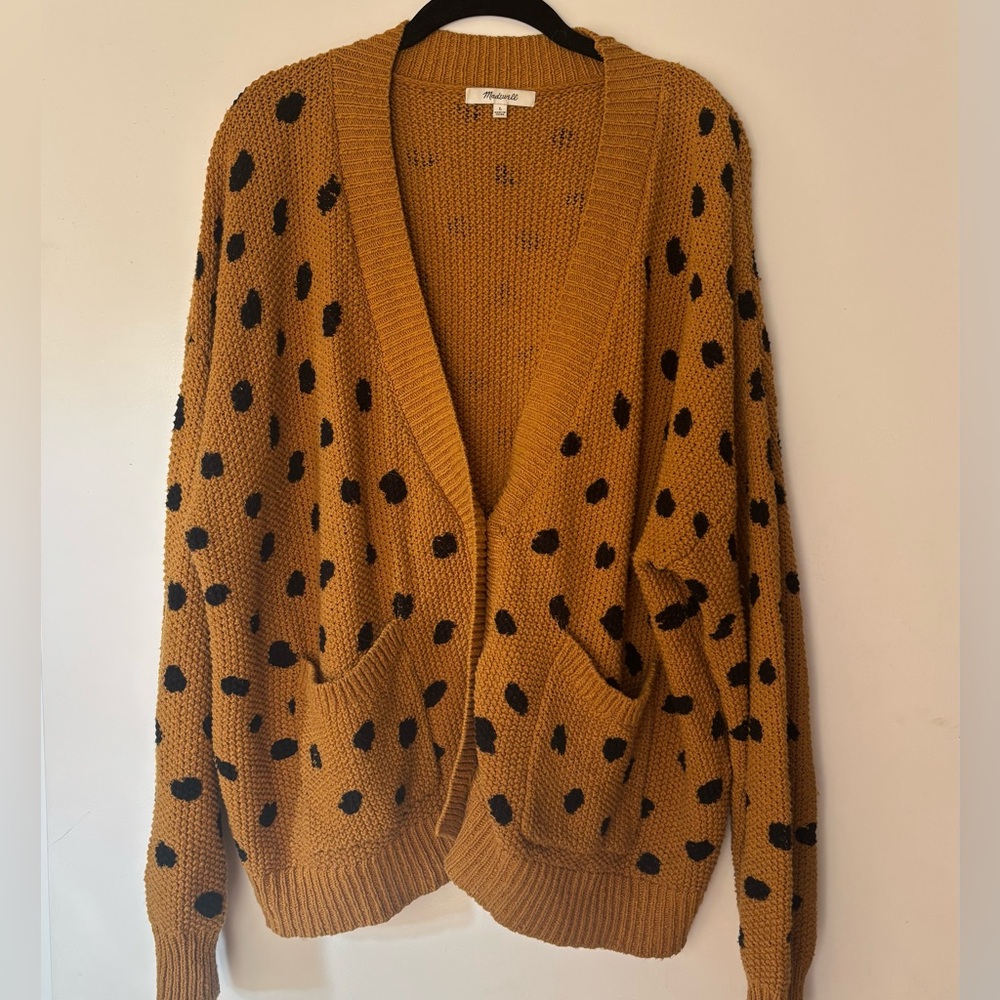 Madewell Yellow Polka Dot Cardigan
